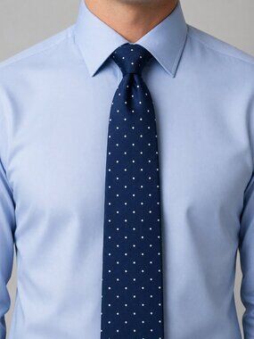 Izod Men's Neck Tie Blue with White Dots 100% Silk 59" Long 3.5" Wide Classy